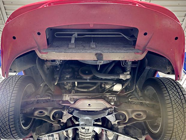 Front bumper cover and front suspension from below