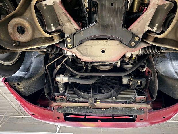Front K-member, steering rack and radiator