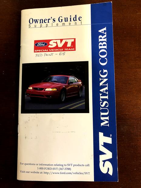 SVT Mustang Cobra owner's guide supplement